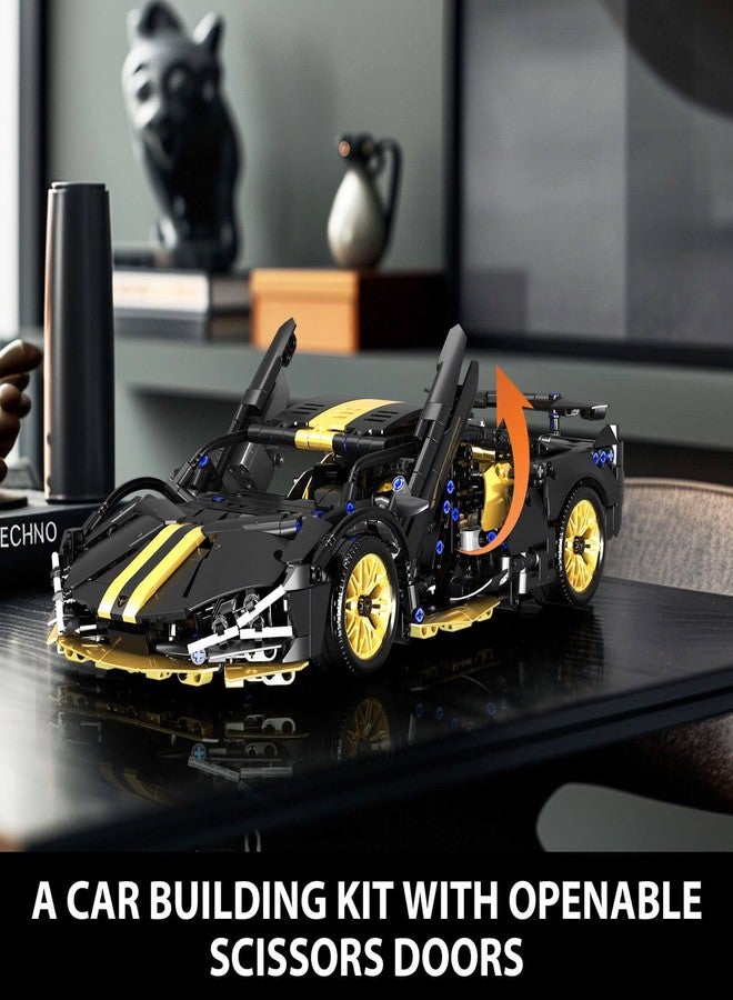 GEVINST Collectible Sports Race Cars Building Set, Model Car Kits for Boys 8-12 and up Adults, 1:14 Scale Black Gold Supercar Gifts (1309 PCS) - Image 4